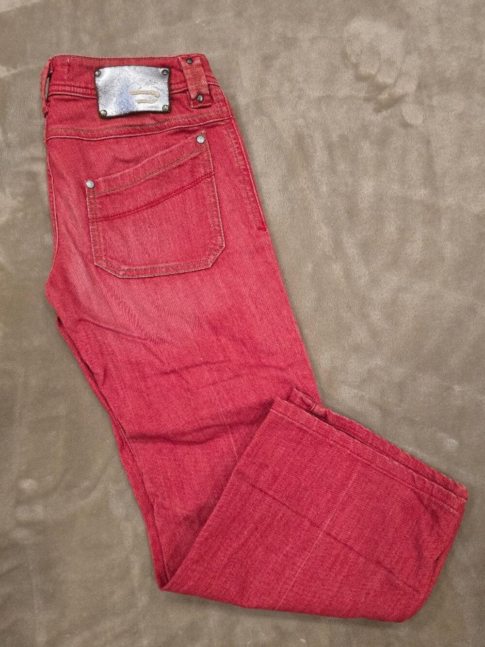 Vintage Diesel Keate-S Red Low-Rise Bootcut Jeans - Size 25 - Y2K Archival Stret